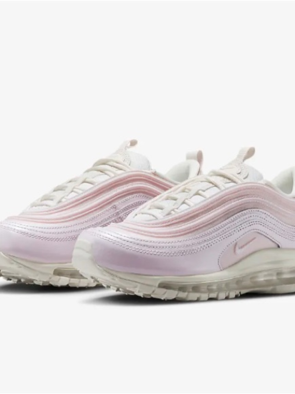 Nike Womens Air Max 97 'Pearl Pink' sneakers in a soft pink and cream. Size 7.5